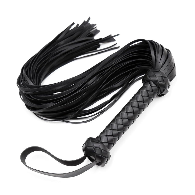 25" Black Leather Sm Flogger Whips For Sex Games, Bondage Restraints Bdsm Whips Flogger, Leather Sex Toys Bondage Whips Horse Riding Crop (Black)