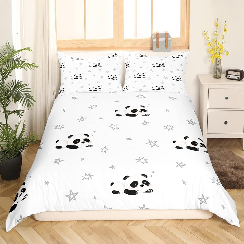 Cartoon Panda Bedding Set Kids Cute Animal Comforter Cover Set For Boys Girls