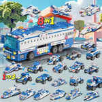 City Police Building Blocks Set 563Pcs, 8-In-1 Command Vehicle Construction Kit With Mini Figures, Compatible With Lego City Bricks, Stem Educational Toy For Boys Girls Age 6+, Creative Building Gift