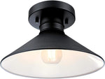 6112900 Watts Creek 11 Inch Rustic/Arts & Crafts One-Light Outdoor Semi Flush Mount Ceiling Light, Dark Sky Friendly, Textured Black Finish