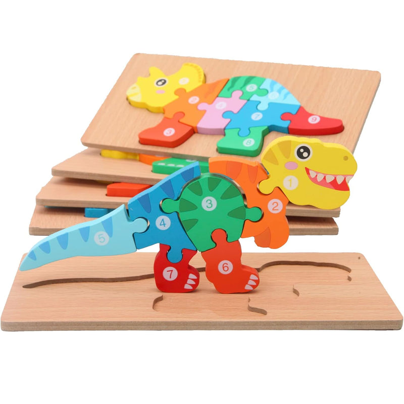 Toddler Puzzles For Kids Ages 3 5 Dinosaur Puzzle 5 Pack, Montessori Toys F
