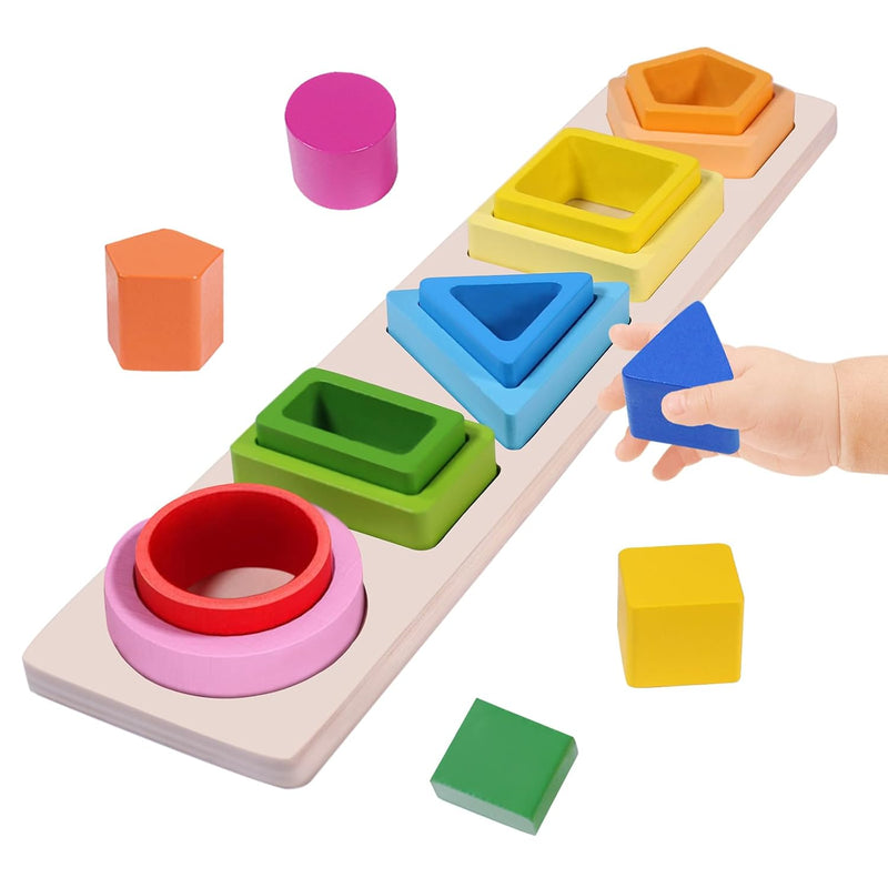 Montessori Toys For 1+ Year Old, Wooden Stacking Sensory Toys For Toddlers