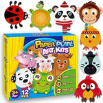 12 Pack Animal Paper Plate Craft Kit for Toddlers Ages 2-5, Preschool Activity