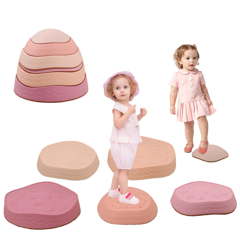 6Pcs Non Slip Balance Stepping Stones For Kids,Toddler Jumping Stepping Sto