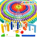 1000 Piece Dominoes Set For Kids With Extra 20 Blocks, Colorful Dominos Tiles For Building, Stacking, Racing, Tumbling, Wood Domino With Storage Bag And Box, Educational Toy