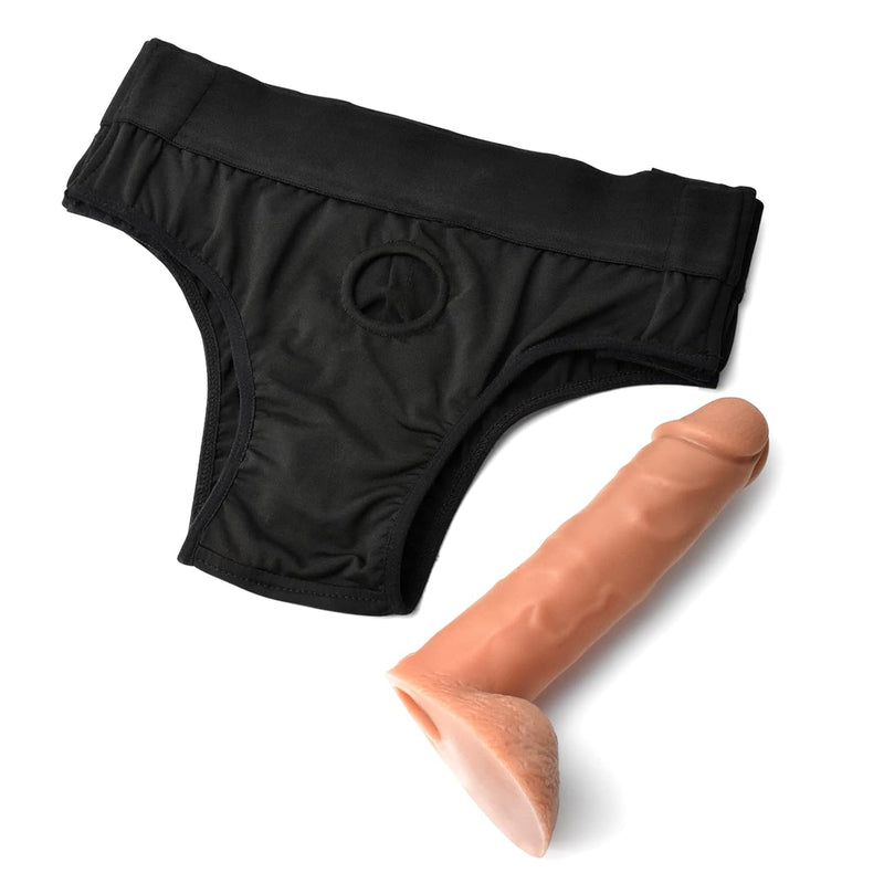 Harness Strap-On 6Inch Dildo With Pants, Realistic Silicone Reusable Sleeve Extender Dildo Adult Toys For Men Couples