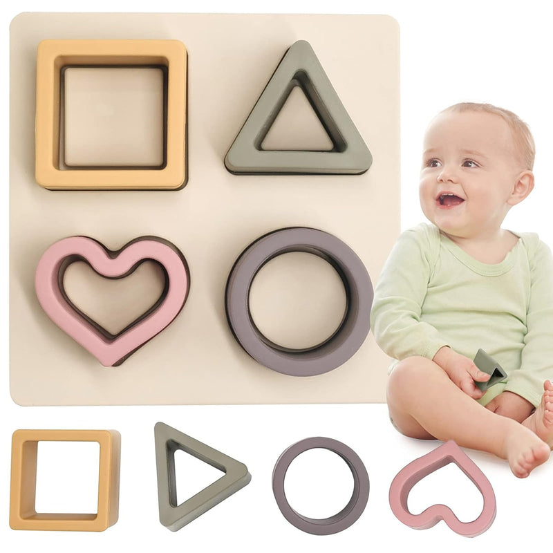 Baby Soft Nesting Sorting Stacking Toys Silicone Teething Blocks Shapes Rec