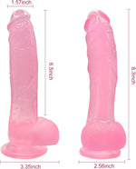 8.3'' Realistic Silicone Dildo with Suction Cup & Curved Shaft, Harness Compatible