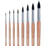 8 Pcs Round Watercolor Brush Set with Goat Hair for Acrylic, Gouache & Painting