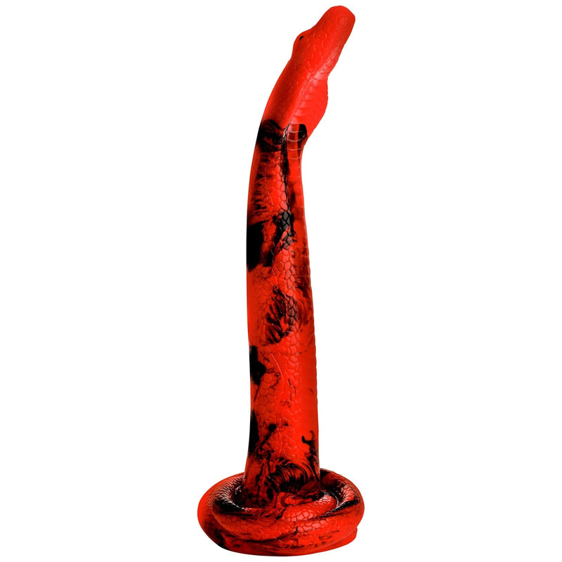 King Cobra X-Large 18" Long Silicone Dildo For Men, Women & Couples. Firm And Flexible, Strong Suction Base, Fantasy Dildo. Premium Phthalate-Free Silicone. 1 Piece, Red.