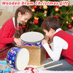 Kid Drum Set,8 Inch Wooden Drum Toys,Sensory Educational Musical Instrument Toy With Adjustable Strap,2 Drumsticks For Toddler,Baby Girls Boys, Astronauts Animals Dinosaurs