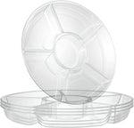 6 Sectional Round Plastic Serving Tray/Platters Clear Pack of 2