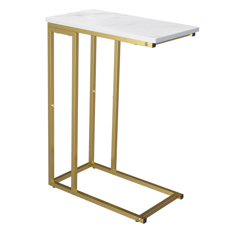 C Shaped End Table, Couch Side Table That Slide Under Sofa Bed, Small Table Fo