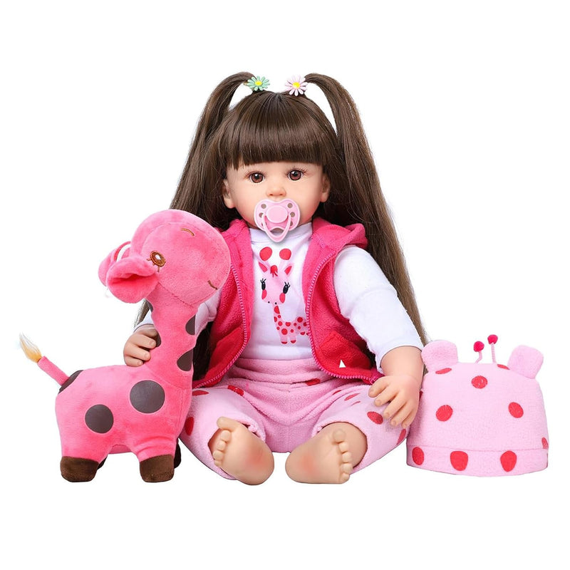 Reborn Baby Dolls 24 Inch Realistic Baby Doll Toddler Girl With Long Hair W