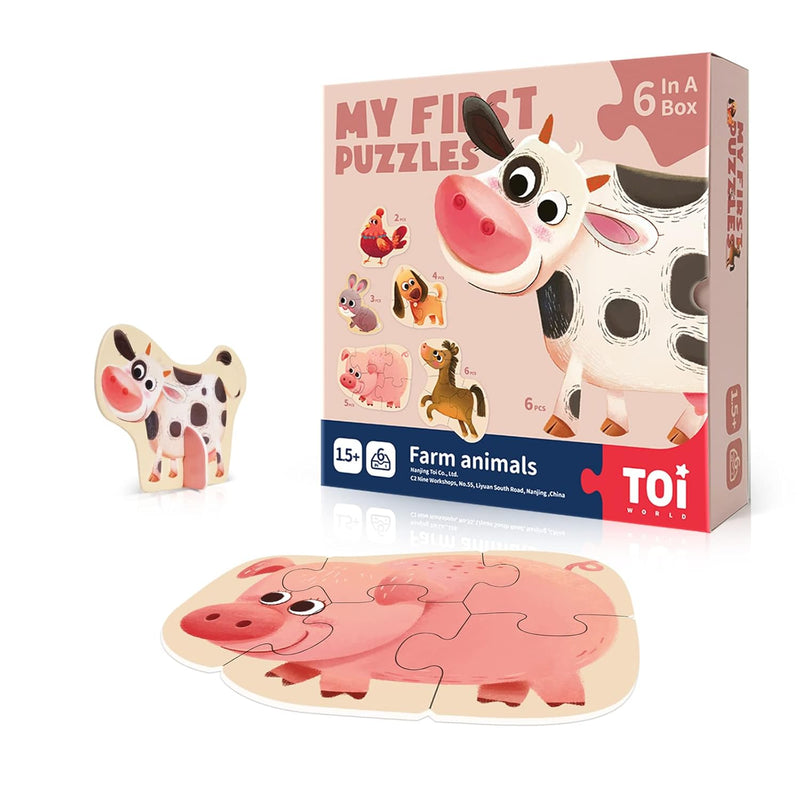 6 Packs Large Piece Toddler Jigsaw Puzzles For Kids Aged 2.5+, Animal Shape