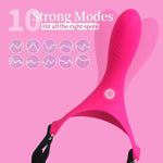 Strap-On Face Chin Harness Vibrator Dildo, Wearable Head-Mounted Dildo Strap With 10 Vibrating Modes For G-Spot And Anal Stimulation, Head Oral And Solo Play, Adult Couples Funny Sex Toys