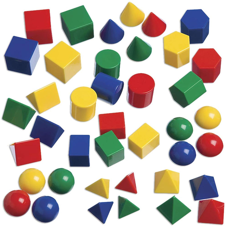 Mini Geometric Solids Set Of 40 3D Shapes For Math & Geometry Multicolored