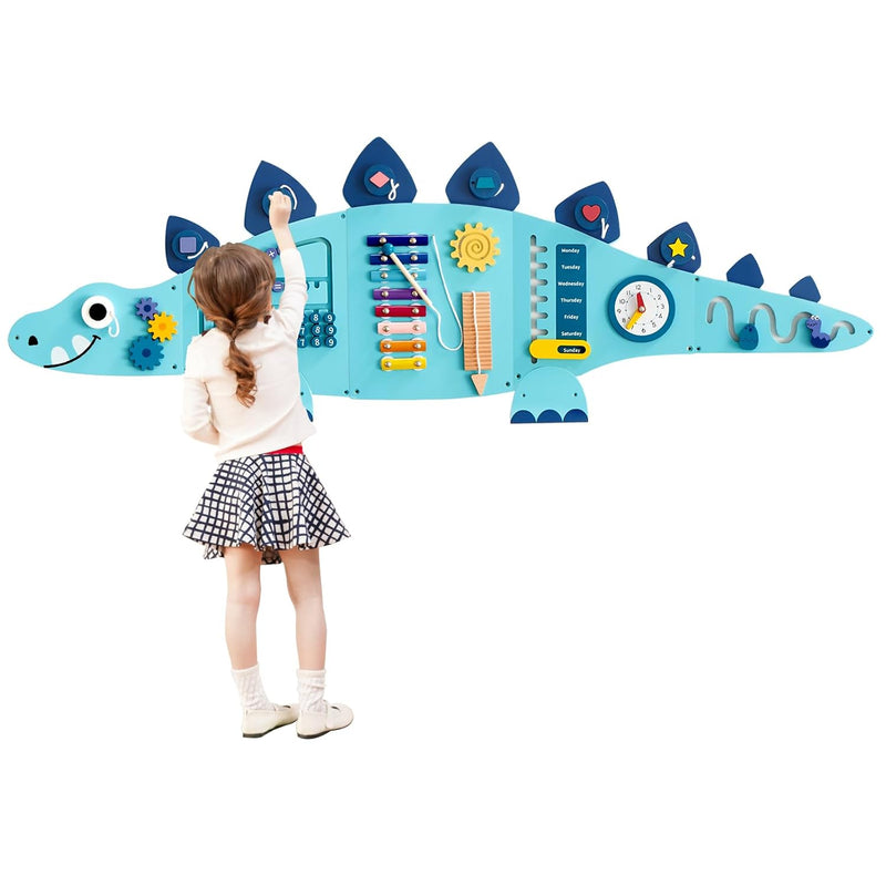 Dinosaur Activity Wall Busy Board Panels, Montessori Sensory Toys, Toddler