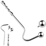 Stainless Steel Anal Hook Plug, BDSM Metal Butt Plug with 2 Interchangeable Balls, Dual Head Erotic Dildo Sex Toy for Men Women Couples, Valentines Day Gifts for Her Him