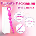 8.2-Inch Silicone Anal Beads Butt Plug with Pull Ring, G-Spot Stimulator (Pink)