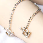 Adjustable Metal Nipple Clamps with Chain – Flat-Head Clips for Sensory Play