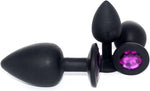 3PCS Silicone Jeweled Anal Plug Set, Starter Kit for Men & Women (Black)