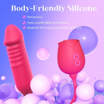 Thrusting Rose Vibrator β Dual-Ended Dildo with 10 Suction Modes for Clitoral & G-Spot