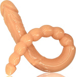 18.9" Double-Ended Dildo with Veins & Glans, Anal Beads for Vaginal & Anal Play
