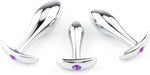3PC Metal Anal Plug Set with Diamond Accents, Prostate Massager for Couples