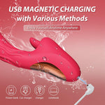 Red G-Spot Rabbit Vibrator with 7 Vibration, Licking & Thrusting Modes for Women