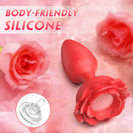 Vibrating Anal Plug Rose Toy for Couples, 10 Vibration Modes, Adult Sex Toy