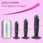 Black Realistic Dildo & Anal Plug Training Set, Strong Suction for Beginners