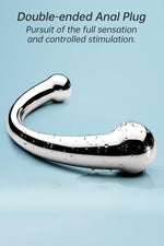 Dual-Ended Metal Dildo Wand for G-Spot & Anal Massage, Curved Design for Couples