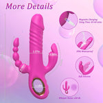Rechargeable Thrusting Rabbit Vibrator with 7 Speeds & Modes, Waterproof Silicone
