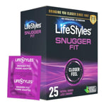 Lifestyles Snugger Fit Natural Rubber and Lubricated Latex Condoms Value Pack, 25 Count, 1 Pack, Triple Tested for Best Protection, Made with UltraGlide Silicone Lube
