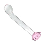 Glass Anal Plug Trainer with Rose Loop, Butt Plug Prostate Massager with Long Neck Base, G-Spot Glass Dildo Pleasure Wand Crystal Anal Sex Toys Stimulator for Men Women Masturbation (S)