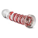 Crystal Anal Dildo Glass Buttplug Anal Sex Toys for Couples,Realistic Dildo Anal Plug with Red Raised Spiral Texture,G-Spot Glass Dildos Prostate Massager Sex Novelties Adult Sex Toys for Women Men