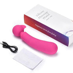 Dual-Action Silicone Massage Wand Vibrator Female Adult Toy - Handheld G Spot Vibrator - Cordless Wand - Waterproof Personal Vibrating Wand, USB Rechargeable (Pink)