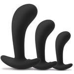 Butt Plugs Kits Adult Silicone Anal Plug 3 Pcs Beginners Male Female Sex Toys Training Set (Black)