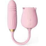 Dual-Head Rose Massager Vibrator Dildo, Portable G-Spot Rose Sex Toy with 10 Sucking Modes Nipple Stimulation for Women Adult Couples