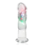 Vibrator Anal Beads Glowing Hands-Free Butt Plug Clear Vibrators for Prostate Massage and G-Spot Masturbation Adult Sex Toys for Men Women Couples (M)