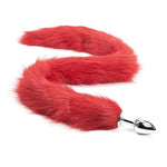 Ooiixx Sexy Fox Tail Cosplay Anal Plug Anal Butt Plug Adult Sex Toys for Women Men Couple Stainless Steel Anal Plug (31" Red)
