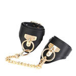 Adjustable Leather Handcuffs with Metal Chain