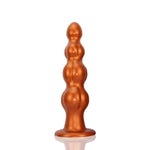 Liquid Silicone Anal Beads Butt Plug Suction Cup Dildo G-spot Massager Vaginal Stimulation Thick Anal Sex Toys for Men Women with 4 Massage Beads (S)