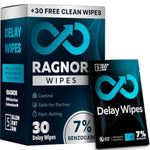 7% Benzocaine Delay Wipes for Long Last for Men - Fast-Acting Formula, 30 Individually Wrapped Wipes for Him with Vitamin E, Chamomile & Aloe Vera