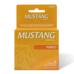Mustang Ribbed Latex Condoms - 36 Count Pack – Premium Natural Latex, Textured for Extra Stimulation, Electronically Tested, Receptacle Tip
