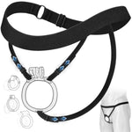 Chastity Cage Accessories, Anti-Off Chastity Cage Belt for Male Sissy BDSM Couples, Adjustable Elastic Three-Way Anti-Slip Cock Cage Chastity Device Chastity Strap Bondage Sex Toy for Men