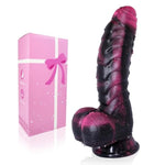 7 Inch Fantasy Monster Silicone Dildo with Strong Suction Cup, Red Black