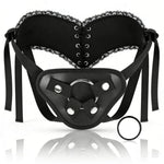 Strap On Wearable Harness for Dildo Play, Adjustable Waist & Hip Strap-On Dildo Holder with Interchangeable Metal O-Rings for Women Men Lesbian Gay Couples Vaginal & Anal Play (Black)