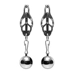Deviant Monarch Weighted Nipple Clamps for Men, Women, and Couples, Adjustable Tension with Rubber Tips, Dual 8 Oz Weights, Metal Construction, 1 Count Restraint Accessory